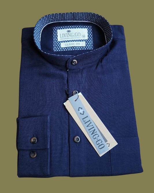CAMISA ML - Azul Marino Cuello Neru