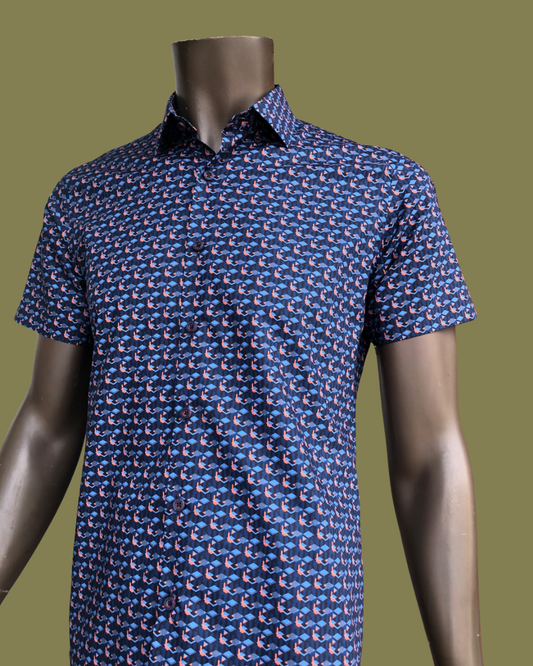 CAMISA MC - Texture Blue