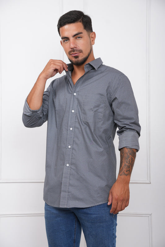 CAMISA MC - Noir Classic Fit